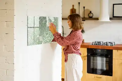 Beschrijfbaar glazen magneetbord met design met patroon van bladeren