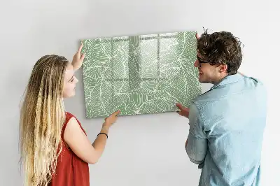 Beschrijfbaar glazen magneetbord met design met patroon van bladeren