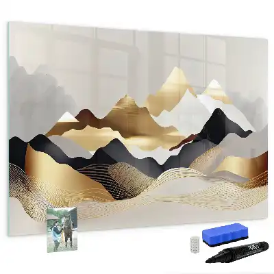 Beschrijfbaar glazen magneetbord met abstract design Berg