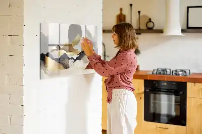 Beschrijfbaar glazen magneetbord met abstract design Berg