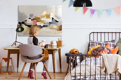 Beschrijfbaar glazen magneetbord met abstract design Berg