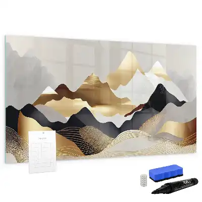 Beschrijfbaar glazen magneetbord met abstract design Berg