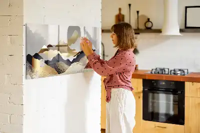 Beschrijfbaar glazen magneetbord met abstract design Berg