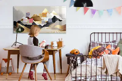 Beschrijfbaar glazen magneetbord met abstract design Berg