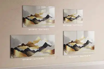 Beschrijfbaar glazen magneetbord met abstract design Berg
