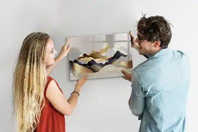 Beschrijfbaar glazen magneetbord met abstract design Berg