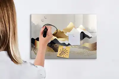 Beschrijfbaar glazen magneetbord met abstract design Berg