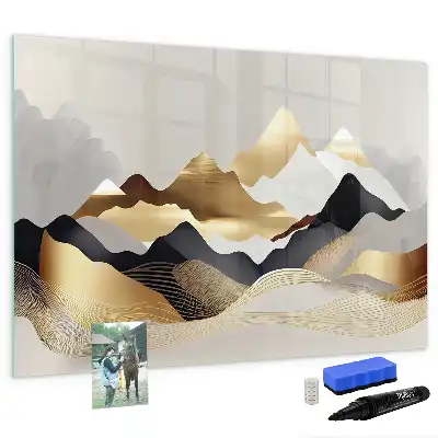Beschrijfbaar glazen magneetbord met abstract design Berg