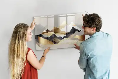 Beschrijfbaar glazen magneetbord met abstract design Berg