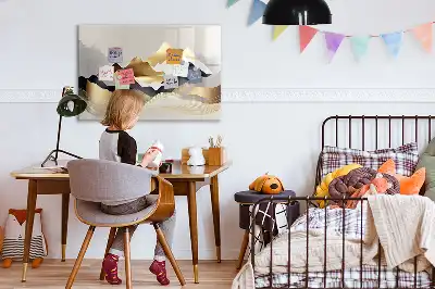 Beschrijfbaar glazen magneetbord met abstract design Berg