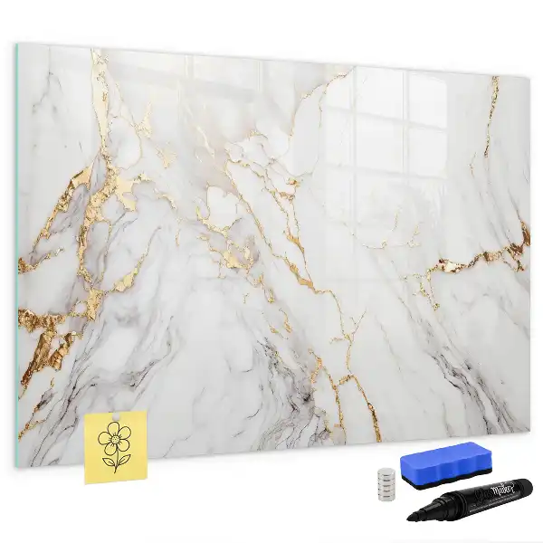 Magnetisch glazen schrijfbord uitvoering in decoratief marmer