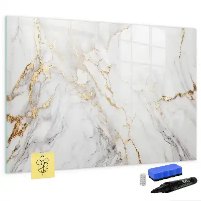 Magnetisch glazen schrijfbord uitvoering in decoratief marmer