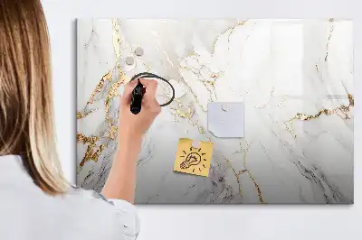 Magnetisch glazen schrijfbord uitvoering in decoratief marmer