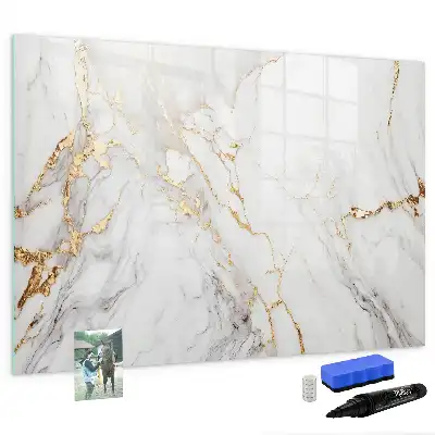 Magnetisch glazen schrijfbord uitvoering in decoratief marmer