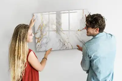 Magnetisch glazen schrijfbord uitvoering in decoratief marmer