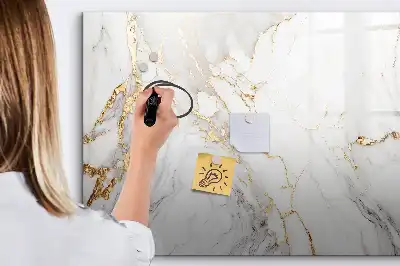 Magnetisch glazen schrijfbord uitvoering in decoratief marmer