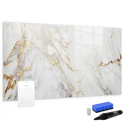 Magnetisch glazen schrijfbord uitvoering in decoratief marmer