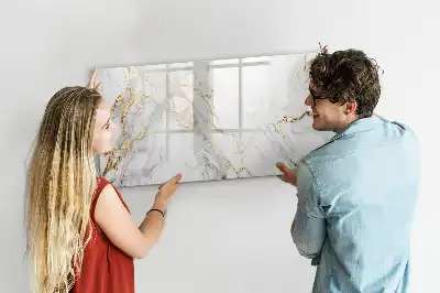 Magnetisch glazen schrijfbord uitvoering in decoratief marmer
