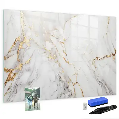 Magnetisch glazen schrijfbord uitvoering in decoratief marmer