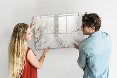 Magnetisch glazen schrijfbord uitvoering in decoratief marmer