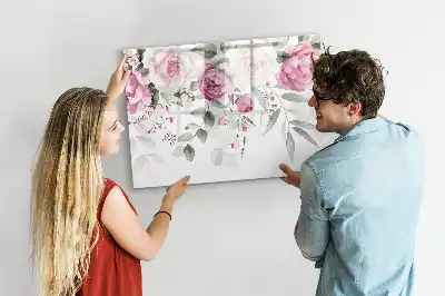 Magnetisch glazen schrijfbord met aquarel rozen