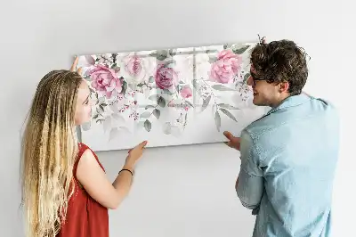 Magnetisch glazen schrijfbord met aquarel rozen