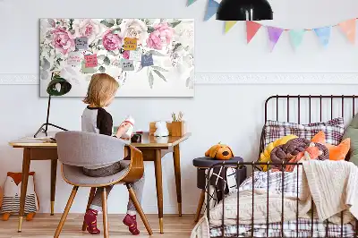 Magnetisch glazen schrijfbord met aquarel rozen