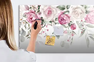 Magnetisch glazen schrijfbord met aquarel rozen