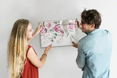 Magnetisch glazen schrijfbord met aquarel rozen