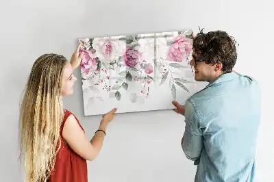 Magnetisch glazen schrijfbord met aquarel rozen