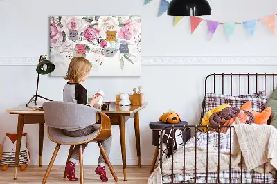 Magnetisch glazen schrijfbord met aquarel rozen