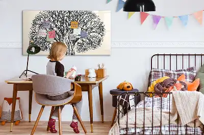 Beschrijfbaar glazen magneetbord met natuurboom design