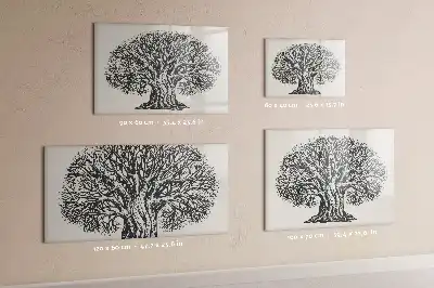 Beschrijfbaar glazen magneetbord met natuurboom design