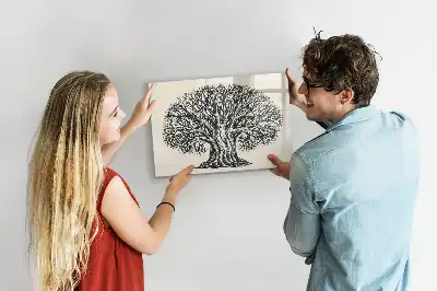 Beschrijfbaar glazen magneetbord met natuurboom design
