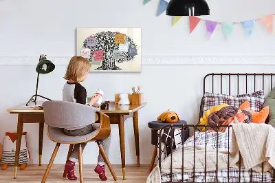Beschrijfbaar glazen magneetbord met natuurboom design