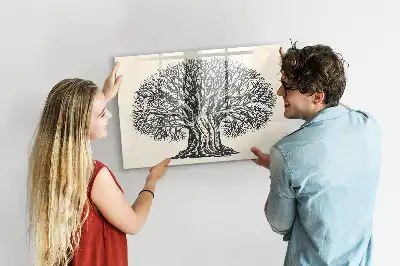 Beschrijfbaar glazen magneetbord met natuurboom design