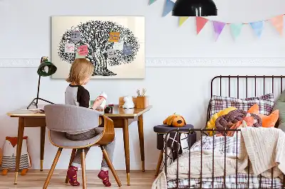 Beschrijfbaar glazen magneetbord met natuurboom design