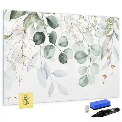 Beschrijfbaar glazen magneetbord met design van klimplanten