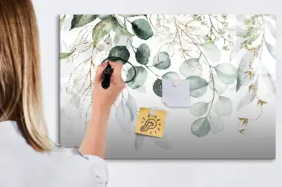Beschrijfbaar glazen magneetbord met design van klimplanten