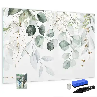 Beschrijfbaar glazen magneetbord met design van klimplanten