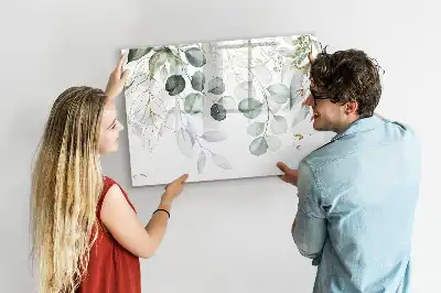 Beschrijfbaar glazen magneetbord met design van klimplanten