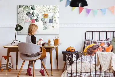 Beschrijfbaar glazen magneetbord met design van klimplanten