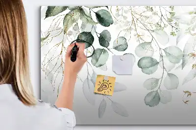 Beschrijfbaar glazen magneetbord met design van klimplanten