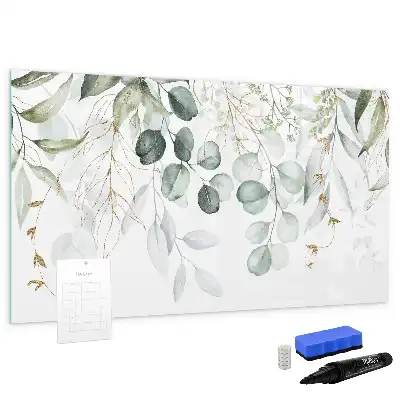 Beschrijfbaar glazen magneetbord met design van klimplanten