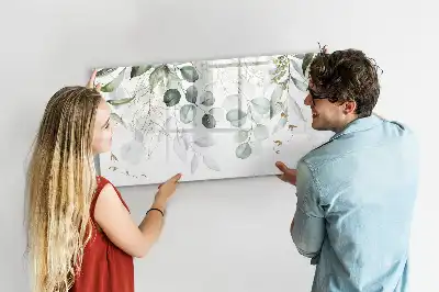 Beschrijfbaar glazen magneetbord met design van klimplanten