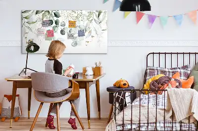 Beschrijfbaar glazen magneetbord met design van klimplanten