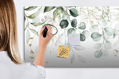 Beschrijfbaar glazen magneetbord met design van klimplanten
