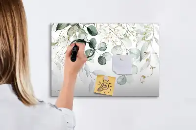 Beschrijfbaar glazen magneetbord met design van klimplanten