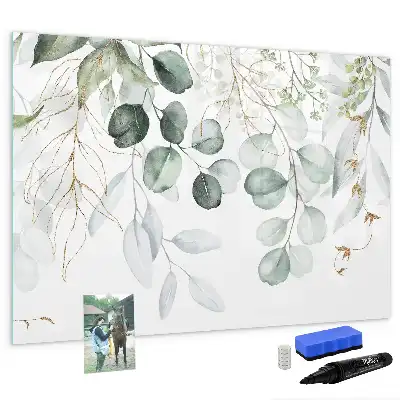 Beschrijfbaar glazen magneetbord met design van klimplanten