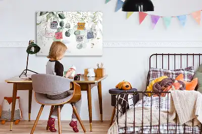 Beschrijfbaar glazen magneetbord met design van klimplanten